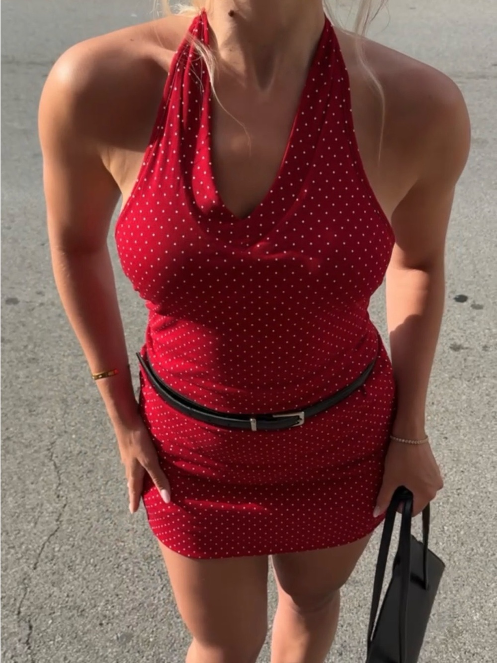 OGL Red Polka Dot Halter Mini Dress